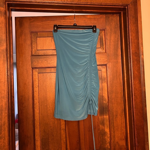 Blue Ruched Dress - Picture 2 of 3